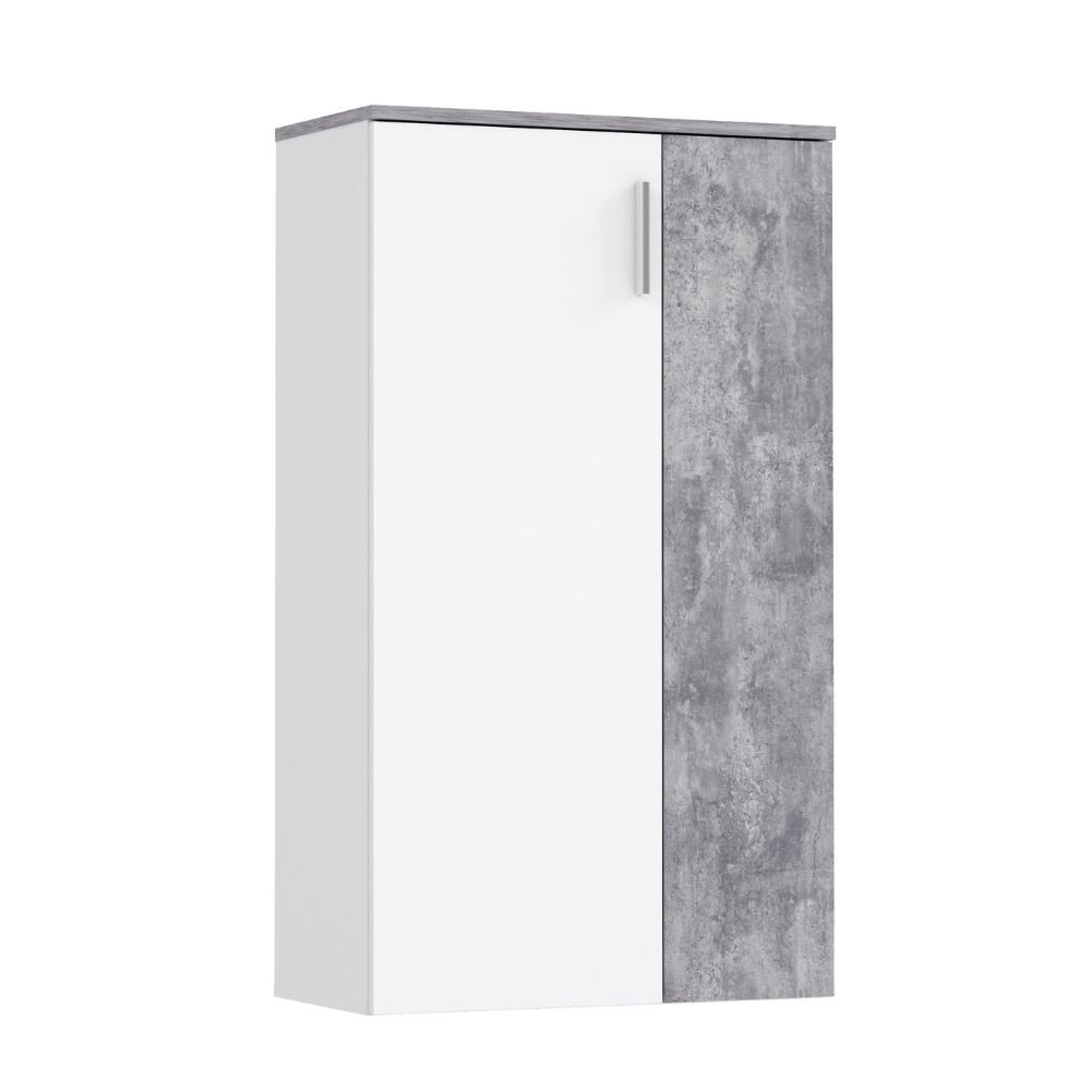 Mobile multiuso Lucio 2 ante H 120cm. colore bianco e cemento