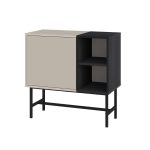 Mobile multiuso Mona Mini con anta cashmere e due nicchie a giorno nere