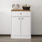 Mobile multiuso Viola con 2 ante e 1 cassetto colore bianco con top rovere scuro