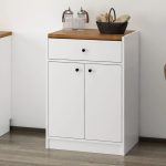 Mobile multiuso Viola con 2 ante e 1 cassetto colore bianco con top rovere scuro