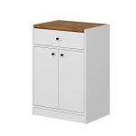 Mobile multiuso Viola con 2 ante e 1 cassetto colore bianco con top rovere scuro
