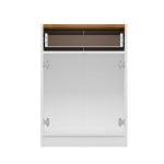 Mobile multiuso Viola con 2 ante e 1 cassetto colore bianco con top rovere scuro