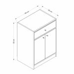 Mobile multiuso Viola con 2 ante e 1 cassetto colore bianco con top rovere scuro