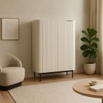 Mobile multiuso Willa18929 con 2 ante effetto cannettato colore crema