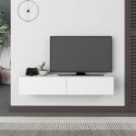 Mobile porta TV sospeso Francy bianco ante a ribalta 135x31.7x25 cm.