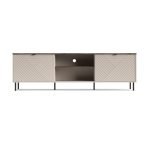 Mobile porta tv Mirage03 2 ante con motivo geometrico e nicchie a giorno cashmere e top rovere