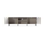 Mobile porta tv Mirage03 2 ante con motivo geometrico e nicchie a giorno cashmere e top rovere