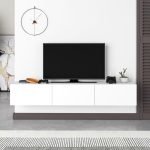 Mobile porta tv sospeso Francy 180 cm. con ante a ribalta in colore bianco