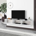 Mobile porta tv sospeso Francy 180 cm. con ante a ribalta in colore bianco