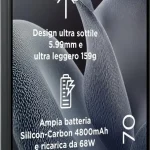 Motorola Moto Edge 70 Smartphone 6.7" RAM 12 Gb Capacità 512 Gb Risoluzione 50 MP Sistema Android colore Gadget Grey