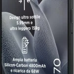 Motorola Moto Edge 70 Smartphone 6.7" RAM 12 Gb Capacità 512 Gb Risoluzione 50 MP Sistema Android colore Gadget Grey