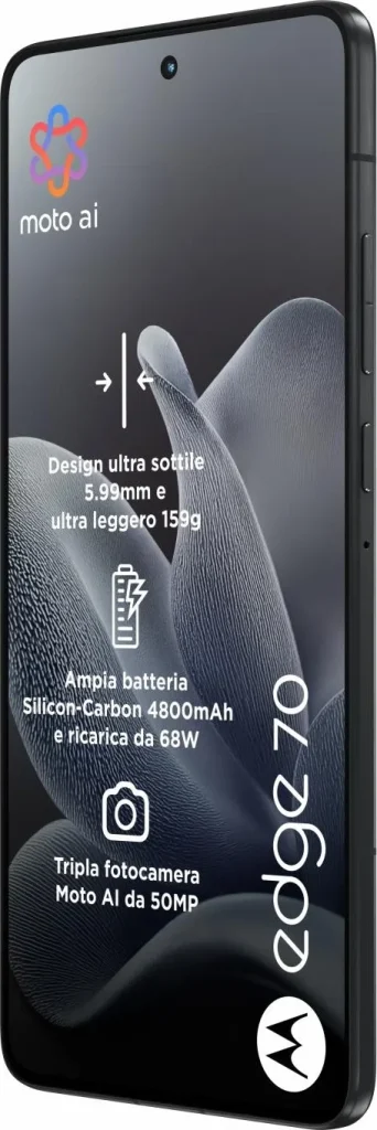 Motorola Moto Edge 70 Smartphone 6.7" RAM 12 Gb Capacità 512 Gb Risoluzione 50 MP Sistema Android colore Gadget Grey