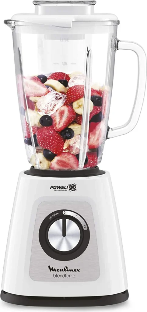 Moulinex Frullatore con Bicchiere Capacità 1,7 Litri Potenza 800 watt colore Bianco - LM4351 BlendForce 2