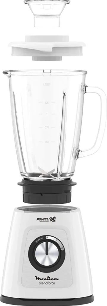 Moulinex Frullatore con Bicchiere Capacità 1,7 Litri Potenza 800 watt colore Bianco - LM4351 BlendForce 2