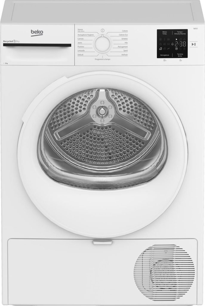 Beko Asciugatrice 8 Kg Classe D Inverter con Pompa di Calore Profondità 55 cm Vapore EcoGentle colore Bianco - BMT83EW