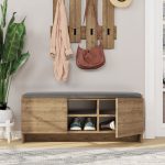 Panca scarpiera Zulla noce con ante e cuscino