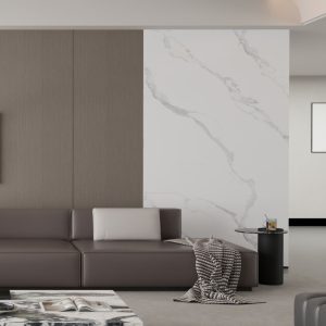 Pannello decorativo 1220x3000x5 mm. colore effetto marmo bianco lucido