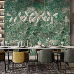 Pannello decorativo 1220x3000x5 mm. colore effetto marmo verde lucido