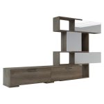 Parete attrezzata 8016 reversibile struttura rovere e frontali bianchi