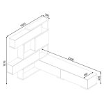 Parete attrezzata 8016 reversibile struttura rovere e frontali bianchi