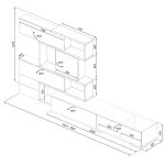 Parete attrezzata 8016 reversibile struttura rovere e frontali bianchi