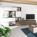 Parete attrezzata 8025 reversibile struttura noce e frontali bianchi