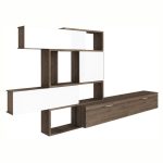 Parete attrezzata 8025 reversibile struttura noce e frontali bianchi