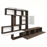 Parete attrezzata 8025 reversibile struttura noce e frontali bianchi