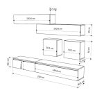 Parete attrezzata Licia in tortora e hitit noce H 186x40x250 cm.