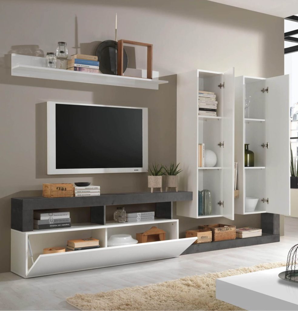 Parete attrezzata Mogol bianco lucido ossido