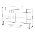 Parete attrezzata Tronador 260 cm. bianco e rovere