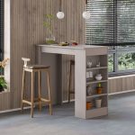 Penisola da cucina tavolo alto Swallow con piano e struttura tortora