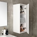 Pensile bagno Push 35x30.5x80 1 anta con 2 ripiani interni colore bianco opaco