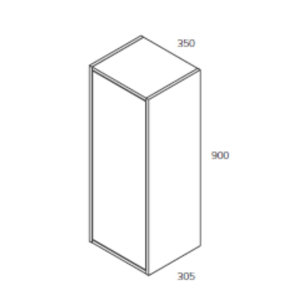 Pensile bagno Push 35x30.5x80 1 anta con 2 ripiani interni colore bianco opaco