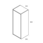 Pensile bagno Push 35x30.5x80 1 anta con 2 ripiani interni colore nero opaco