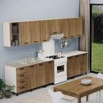 Pensile cucina 40x32x72H cm. con struttura bianca e anta noce naturale