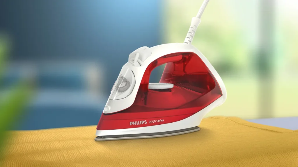 Philips Ferro da Stiro a Vapore Potenza 2000 Watt Piastra Antiaderente colore Rosso e Bianco - DST2010/40 Serie 2000