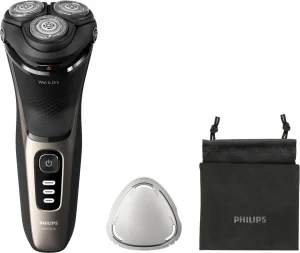 Philips Rasoio Elettrico Wet & Dry Ricaricabile Autonomia 60 min colore Nero Oro Shaver 3000 - S3242/12