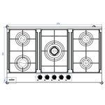Piano cottura Samet Apollo 2 a gas da incasso 5 fuochi 90 cm. in acciaio inox
