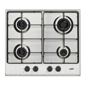 Piano cottura Samet Circe2 a gas 4 fuochi da incasso inox con manopole nere