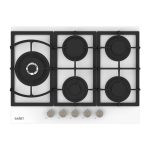 Piano cottura Samet Dafne70 a gas da incasso 5 fuochi 70 cm in vetro bianco