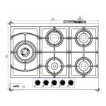 Piano cottura Samet Dafne70 a gas da incasso 5 fuochi 70 cm in vetro bianco