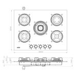 Piano cottura Samet Minerva 70 da incasso a gas 5 fuochi con manopole frontali in vetro bianco