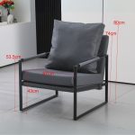 Poltrona Gimmy in ecopelle grigio scuro e struttura in metallo nero