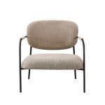 Poltrona Nat con struttura in metallo nero e seduta in tessuto teddy tortora