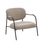 Poltrona Nat con struttura in metallo nero e seduta in tessuto teddy tortora