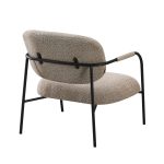 Poltrona Nat con struttura in metallo nero e seduta in tessuto teddy tortora