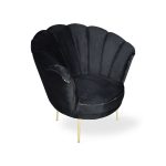 Poltrona Orel in velluto nero Babyface 28 piedini oro