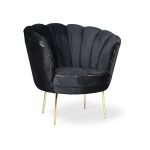 Poltrona Orel in velluto nero Babyface 28 piedini oro
