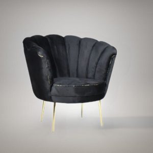 Poltrona Orel in velluto nero Babyface 28 piedini oro